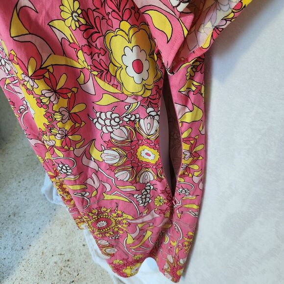 NWT Rixo Target Women's 16-18 Pink Floral Linen Blend Mod A-line Mini Dress 60s - Picture 6 of 12